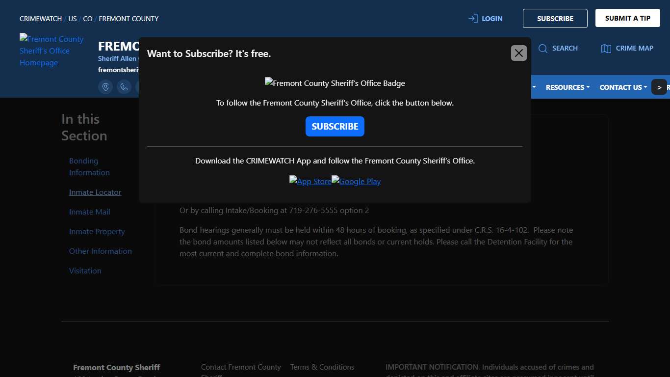 Inmate locator | Fremont County Sheriff's Office