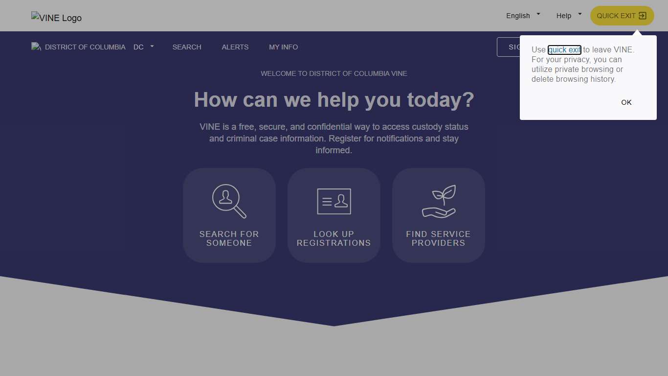 VINELink - District of Columbia